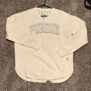Pressbox Cream V-Neck Purdue Sweater